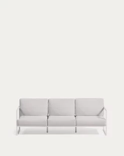 Comova 100% Outdoor 3-seater Sofa In White And White Aluminium 222 Cm | Kave Home -Quality Furniture Store O100 30 ST14 1V02