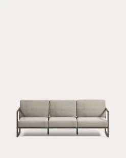 Comova 100% Outdoor 3-seater Sofa In Light Grey And Green Aluminium, 222 Cm -Quality Furniture Store O100 30 ST79 1V02