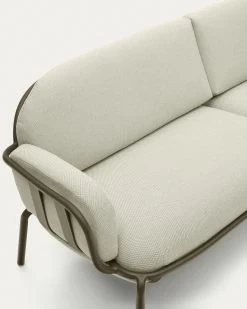 Joncols Outdoor Aluminium 3 Seater Sofa With Powder Coated Green Finish 225 Cm | Kave Home -Quality Furniture Store O1030030GP12 1D02