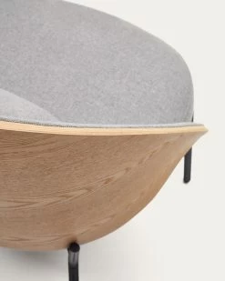 Eamy Light Grey Armchair In An Ash Wood Veneer With A Natural Finish And Black Metal | Kave Home -Quality Furniture Store S0900001HE12 1D02