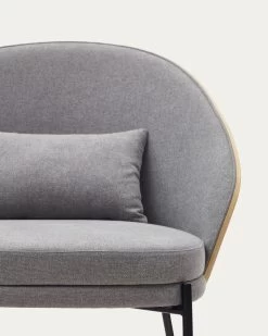 Eamy Light Grey Armchair In An Ash Wood Veneer With A Natural Finish And Black Metal | Kave Home -Quality Furniture Store S0900001HE12 1D03