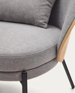 Eamy Light Grey Armchair In An Ash Wood Veneer With A Natural Finish And Black Metal | Kave Home -Quality Furniture Store S0900001HE12 1D04