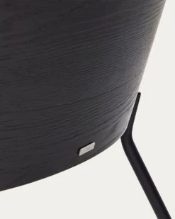 Eamy Light Grey Armchair In An Ash Wood Veneer With A Black Finish And Black Metal | Kave Home -Quality Furniture Store S0900002HE12 1D04