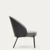 Eamy Light Grey Armchair In An Ash Wood Veneer With A Black Finish And Black Metal | Kave Home