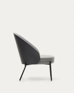 Eamy Light Grey Armchair In An Ash Wood Veneer With A Black Finish And Black Metal | Kave Home