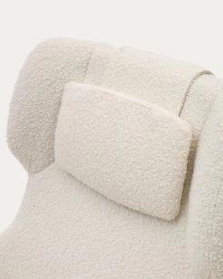 Zalina Swivel Armchair In White Shearling And Steel With Black Finish | Kave Home -Quality Furniture Store S0900005J33 1D02