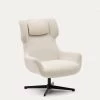 Zalina Swivel Armchair In White Shearling And Steel With Black Finish | Kave Home -Quality Furniture Store S0900005J33 1V01