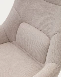 Celida Swivel Armchair In Beige Chenille And Steel With Black Finish | Kave Home -Quality Furniture Store S0900008BF12 1D02