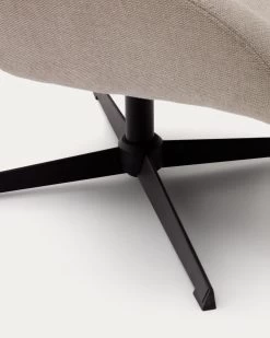 Celida Swivel Armchair In Beige Chenille And Steel With Black Finish | Kave Home -Quality Furniture Store S0900008BF12 1D05