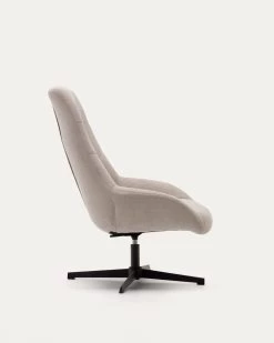 Celida Swivel Armchair In Beige Chenille And Steel With Black Finish | Kave Home -Quality Furniture Store S0900008BF12 1V02