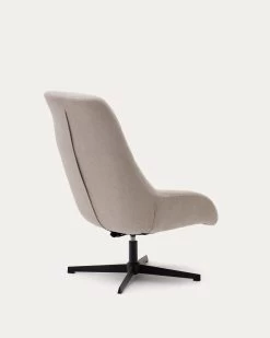 Celida Swivel Armchair In Beige Chenille And Steel With Black Finish | Kave Home -Quality Furniture Store S0900008BF12 1V03