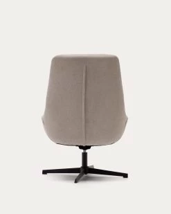 Celida Swivel Armchair In Beige Chenille And Steel With Black Finish | Kave Home -Quality Furniture Store S0900008BF12 1V05