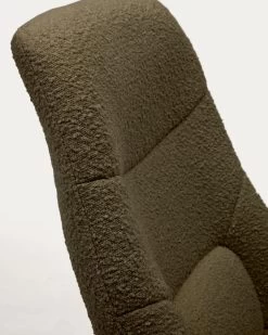 Celida Swivel Armchair In Dark Green Shearling And Steel With Black Finish | Kave Home -Quality Furniture Store S0900029J19 1D03