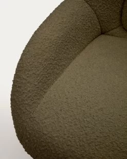 Celida Swivel Armchair In Dark Green Shearling And Steel With Black Finish | Kave Home -Quality Furniture Store S0900029J19 1D04