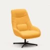 Celida Swivel Armchair In Mustard Shearling And Steel With Black Finish | Kave Home -Quality Furniture Store S0900029J81 1V01