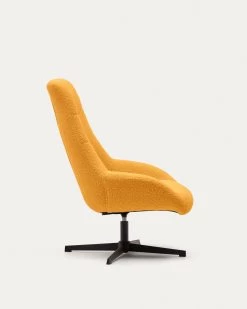 Celida Swivel Armchair In Mustard Shearling And Steel With Black Finish | Kave Home 14 Celida Swivel Armchair In Mustard Shearling And Steel With Black Finish | Kave Home -Quality Furniture Store S0900029J81 1V02