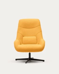 Celida Swivel Armchair In Mustard Shearling And Steel With Black Finish | Kave Home 17 Celida Swivel Armchair In Mustard Shearling And Steel With Black Finish | Kave Home -Quality Furniture Store S0900029J81 1V04