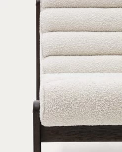 Magira Armchair In White Shearling And Solid Oak Wood With A Dark Finish -Quality Furniture Store S0900038JJ85 1D01