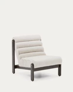 Magira Armchair In White Shearling And Solid Oak Wood With A Dark Finish