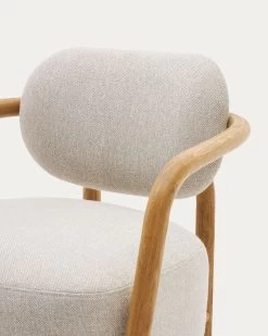 Melqui Beige Armchair In Solid Oak Wood With A Natural Finish -Quality Furniture Store S0900039JJ12 1D02