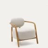 Melqui Beige Armchair In Solid Oak Wood With A Natural Finish