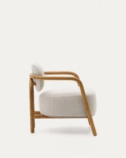 Melqui Beige Armchair In Solid Oak Wood With A Natural Finish -Quality Furniture Store S0900039JJ12 1V02