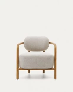 Melqui Beige Armchair In Solid Oak Wood With A Natural Finish -Quality Furniture Store S0900039JJ12 1V04