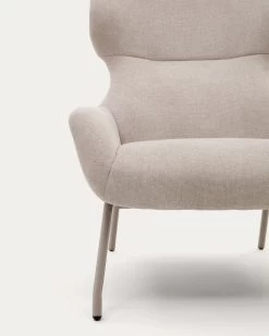 Belina Chenille Armchair In Beige And Steel With White Finish | Kave Home -Quality Furniture Store S0900040BF12 1D01