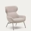 Belina Chenille Armchair In Beige And Steel With White Finish | Kave Home