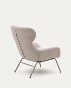 Belina Chenille Armchair In Beige And Steel With White Finish | Kave Home -Quality Furniture Store S0900040BF12 1V03