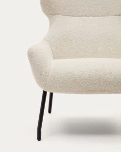 Belina Armchair In White Shearling And Steel With Black Finish | Kave Home -Quality Furniture Store S0900041J33 1D01