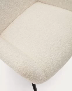 Belina Armchair In White Shearling And Steel With Black Finish | Kave Home -Quality Furniture Store S0900041J33 1D04