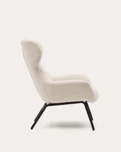Belina Armchair In White Shearling And Steel With Black Finish | Kave Home -Quality Furniture Store S0900041J33 1V02
