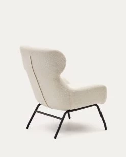 Belina Armchair In White Shearling And Steel With Black Finish | Kave Home -Quality Furniture Store S0900041J33 1V03