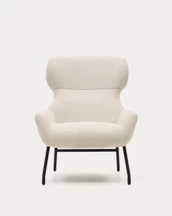 Belina Armchair In White Shearling And Steel With Black Finish | Kave Home -Quality Furniture Store S0900041J33 1V04