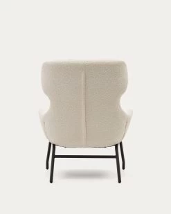 Belina Armchair In White Shearling And Steel With Black Finish | Kave Home -Quality Furniture Store S0900041J33 1V05