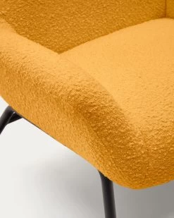 Belina Armchair In Mustard Shearling And Steel With Black Finish | Kave Home -Quality Furniture Store S0900042J81 1D02