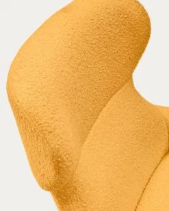 Belina Armchair In Mustard Shearling And Steel With Black Finish | Kave Home -Quality Furniture Store S0900042J81 1D03