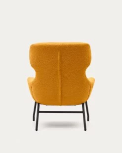 Belina Armchair In Mustard Shearling And Steel With Black Finish | Kave Home -Quality Furniture Store S0900042J81 1V05