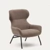 Belina Chenille Armchair In Light Brown And Steel With Black Finish | Kave Home