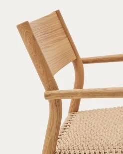 Yalia Armchair In Natural Solid Oak 100% FSC With Paper Rope Seat | Kave Home -Quality Furniture Store S0900044CP46 1D04