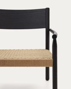 Yalia Armchair In Solid Oak 100% FSC With A Black Finish And Paper Rope Seat | Kave Home -Quality Furniture Store S0900046CP46 1D01