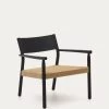 Yalia Armchair In Solid Oak 100% FSC With A Black Finish And Paper Rope Seat | Kave Home -Quality Furniture Store S0900046CP46 1V01