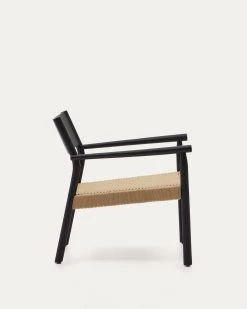 Yalia Armchair In Solid Oak 100% FSC With A Black Finish And Paper Rope Seat | Kave Home -Quality Furniture Store S0900046CP46 1V02