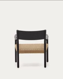 Yalia Armchair In Solid Oak 100% FSC With A Black Finish And Paper Rope Seat | Kave Home -Quality Furniture Store S0900046CP46 1V05