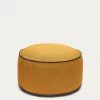 Viera Pouffe In Mustard With Blue Edges Ã 60 Cm | Kave Home