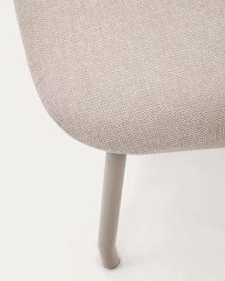 Belina Beige Chenille Footrest In Steel With White Finish | Kave Home -Quality Furniture Store S1500001BF12 1D02