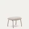 Belina Beige Chenille Footrest In Steel With White Finish | Kave Home
