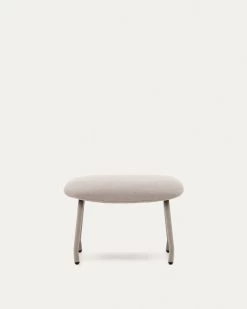 Belina Beige Chenille Footrest In Steel With White Finish | Kave Home -Quality Furniture Store S1500001BF12 1V02