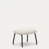 Belina Footrest In White Shearling And Steel With Black Finish | Kave Home